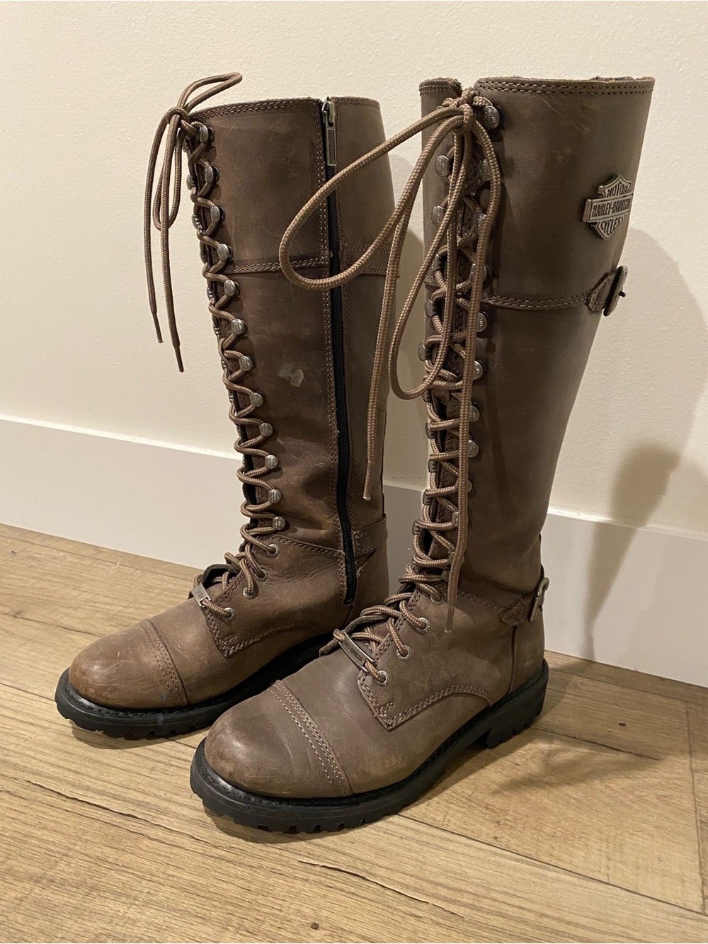 Harley-Davidson Women's Size 8 Beechwood 15" Motorcycle Boots Brown D83856
